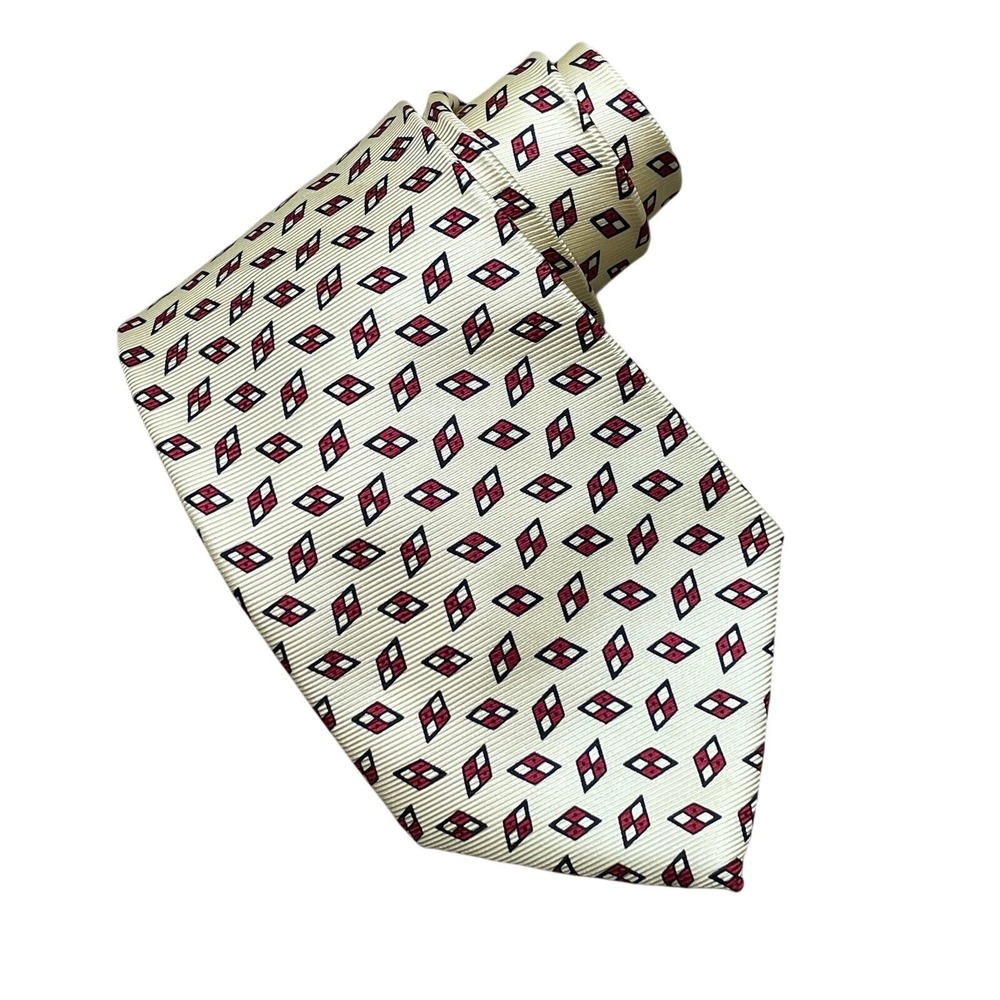 Polo Ralph Lauren Vintage Silk Tie Yellow Red Blue Geometric Handmade 3.75"